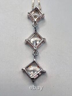 Vtg Princess Trilogy 925 Silver Graduated Cubic Zirconia Signed Italy Necklace