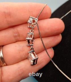 Vtg Princess Trilogy 925 Silver Graduated Cubic Zirconia Signed Italy Necklace