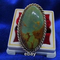 Vtg. Southwest N A Roysten Turquoise Ring Sterling, Ht Signed Size 6