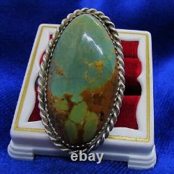 Vtg. Southwest N A Roysten Turquoise Ring Sterling, Ht Signed Size 6