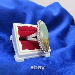 Vtg. Southwest N A Roysten Turquoise Ring Sterling, Ht Signed Size 6