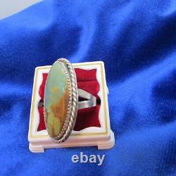 Vtg. Southwest N A Roysten Turquoise Ring Sterling, Ht Signed Size 6