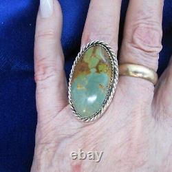 Vtg. Southwest N A Roysten Turquoise Ring Sterling, Ht Signed Size 6