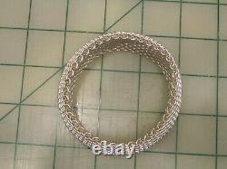 Vtg Wide Tiffany & Co. Somerset Sterling Silver mesh bangle bracelet HEAVY 120g