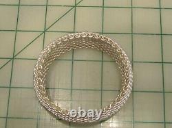 Vtg Wide Tiffany & Co. Somerset Sterling Silver mesh bangle bracelet HEAVY 120g