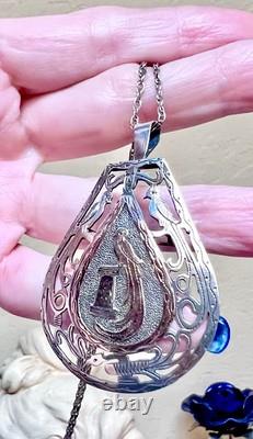 WONDERFUL Mexican Artisan Antique/Vintage 900 Silver Bird Of Paradise Necklace