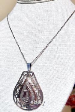 WONDERFUL Mexican Artisan Antique/Vintage 900 Silver Bird Of Paradise Necklace