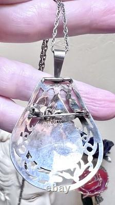 WONDERFUL Mexican Artisan Antique/Vintage 900 Silver Bird Of Paradise Necklace
