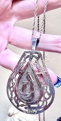 WONDERFUL Mexican Artisan Antique/Vintage 900 Silver Bird Of Paradise Necklace