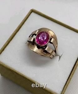 WW2 Vintage Soviet Union Sterling Silver 875 USSR Ring US 7.5 Ruby