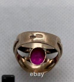 WW2 Vintage Soviet Union Sterling Silver 875 USSR Ring US 7.5 Ruby