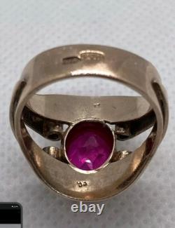 WW2 Vintage Soviet Union Sterling Silver 875 USSR Ring US 7.5 Ruby