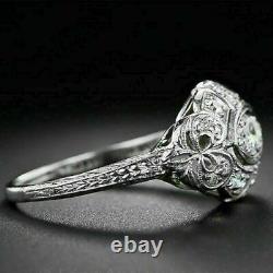 Wedding & Engagement Vintage Art Deco Ring 14K White Gold Plated 1.34 CT Diamond