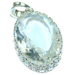 White Topaz Pendant 45.5ct Vintage Style 925 Sterling Silver Handmade 15.9g