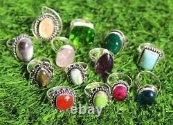 Wholesale Lot handmade jewelry assorted crystal vintage Silver Plated Rings pack