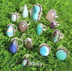 Wholesale Lot handmade jewelry assorted crystal vintage Silver Plated Rings pack