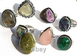 Wholesale Lot handmade jewelry assorted crystal vintage Silver Plated Rings pack