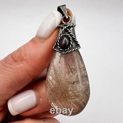 Women Jewelry Pendant Vintage Of 925 Sterling Silver Signed Fashion Quartz Stone