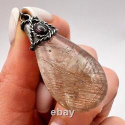 Women Jewelry Pendant Vintage Of 925 Sterling Silver Signed Fashion Quartz Stone