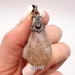 Women Jewelry Pendant Vintage Of 925 Sterling Silver Signed Fashion Quartz Stone