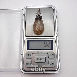 Women Jewelry Pendant Vintage Of 925 Sterling Silver Signed Fashion Quartz Stone