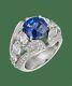 Womens Vintage Sterling Silver Ring 925 Cubic Zirconia Round Blue& White Adastra