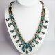 Zuni Vintage Sterling Silver And Turquoise Snake Eye Squash Blossom Necklace