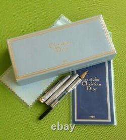-vintage- Christian-Dior-Fountain-Pen-Sterling-Silver- 925- gold nib14K- NOS