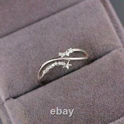 0.80ct Round Cut Lab Création Diamant Bague De Mariage 14k Blanc Or Plaqué Argent