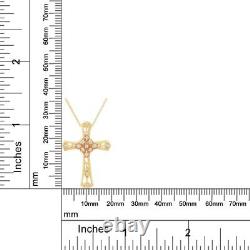 1/10 Ct Natural Rond Diamond Vintage Style Pendentif Croix Collier 18 Argent