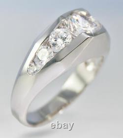 1.35 Ct 14k Or Blanc Over Round-cut Diamond Men’s Deco Style Ring Top Vintage