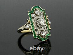 1.80ct Blanc Rond Diamant Vintage Art Déco Antique Anneau 14k Or Jaune Finition