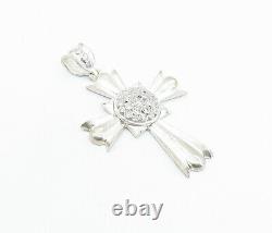 1 D'un Kind 925 Argent Vintage Cubic Zirconia Religious Cross Pendentif Pt4499