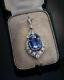 12,47 Ct Blue Diamond Sapphire & Round Vintage Art Déco Pendentif