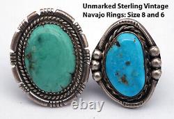 14 Vintage Native American Sterling Silver Turquoise Ring Boucles D’oreilles 148 Grammes