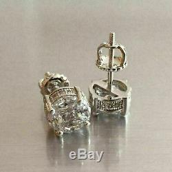 2.00 Ct Round Cut Antique Vintage Vvs1 Diamant Boucles D'oreilles En Or Blanc 14k Plus