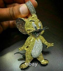 2.00 Ct Yellow Diamond Jerry Mouse Pendentif Homme 14k Jaune Or Finition