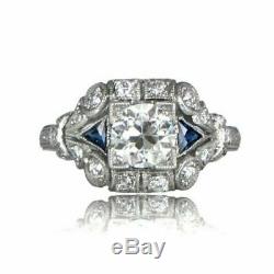 2,15 Ct Round Cut D / Vvs1 Diamant Antique Vintage Sapphire Bague De Fiançailles 5-12