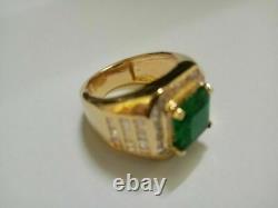 2.30ct Asccher Cut Lab A Créé Emerald Men's Engagement Ring 925 Argent Sterling