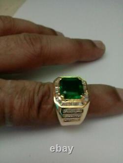 2.30ct Asccher Cut Lab A Créé Emerald Men's Engagement Ring 925 Argent Sterling