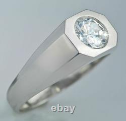 2.35 Ct 14k Or Blanc Over Round Diamond Men’s Deco Style Ring Top Vintage