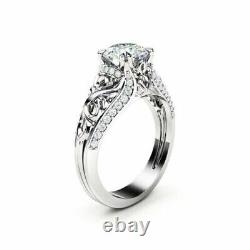 2.5 Ct Coupe Ronde Moissanite Solitaire Mariage Vintage Anneau 925 Argent Sterling