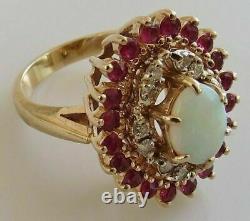 2.50ct Oval Cut Fire Opal & Red Ruby Vintage Cocktail Ring 14k Rose Gold Finish
