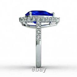 2.50ct Poire Coupée Bleu Saphir Diamant Bague De Fiançailles Halo 14k Blanc Finition Or
