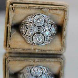2.99 Ct Round Cut Lab-created Diamond Filigree À Deux Tons 1930's Old Vintage Ring