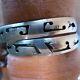 2 Bracelets Manchettes Estampillés En Argent Sterling Superposé Vtg Total 47.7 Gr Signé