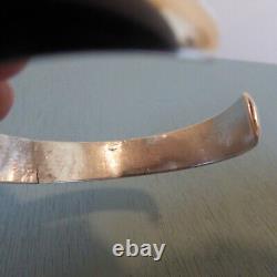 2 Bracelets manchettes estampillés en argent sterling superposé VTG Total 47.7 Gr Signé