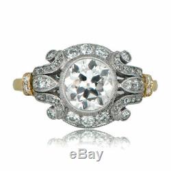 2. Ct Diamant Vintage Edwardian Circa Inspiré De Fiançailles Antique Art Déco Anneau