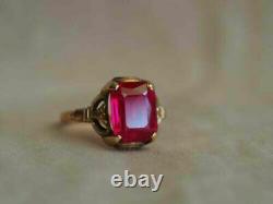 2 Ct Émeraude Brillant Cut Ruby 14k Rose Gold Fn Vintage Engagement Anneau Solide