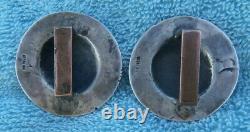 2 Vintage Entiers Sterling Silver 1-5 / 8 Po. Gravé Domed Boucle Retour Conchos